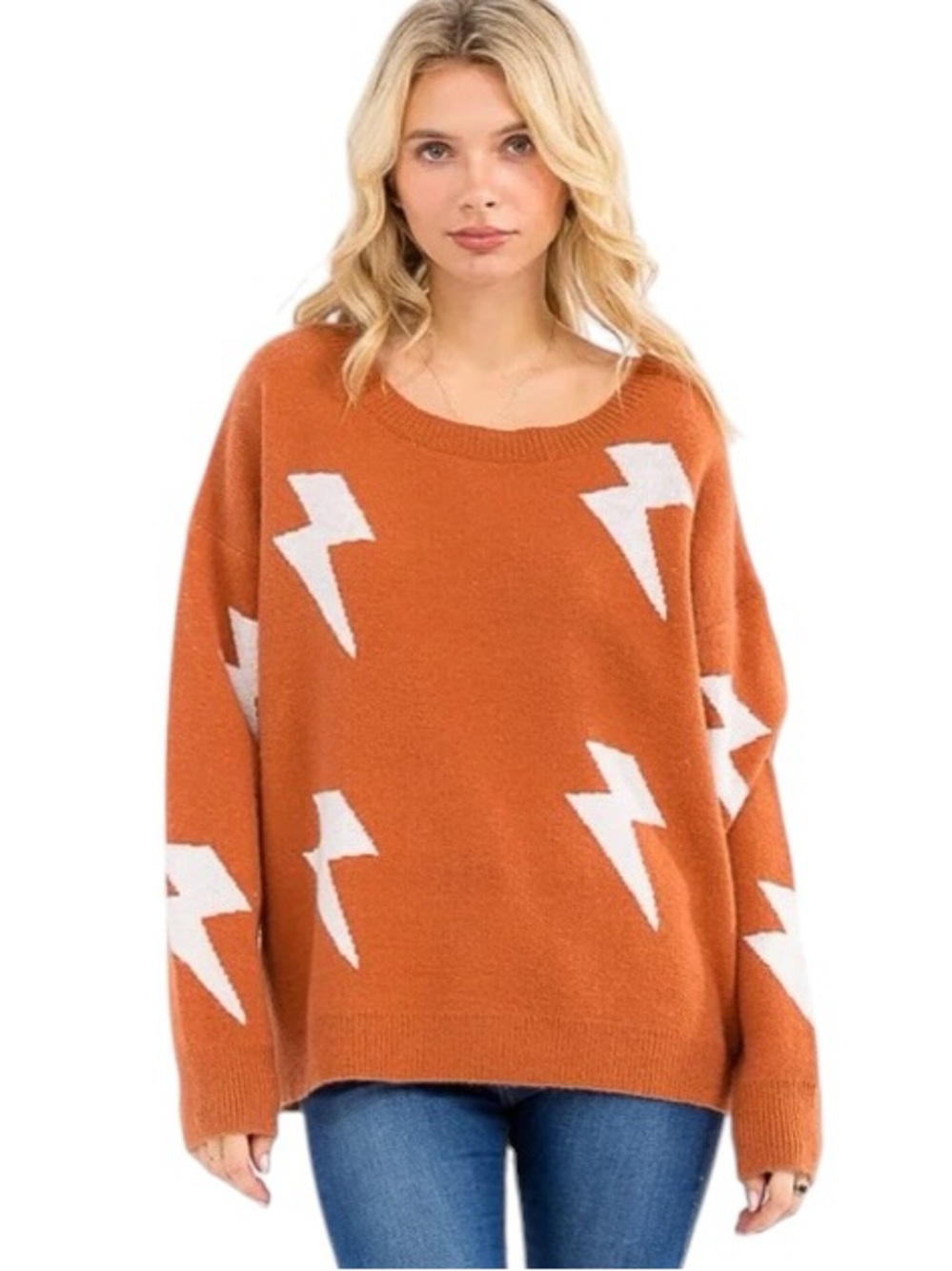 418:  MIRACLE NWT SWEATER RUST IVORY (C)